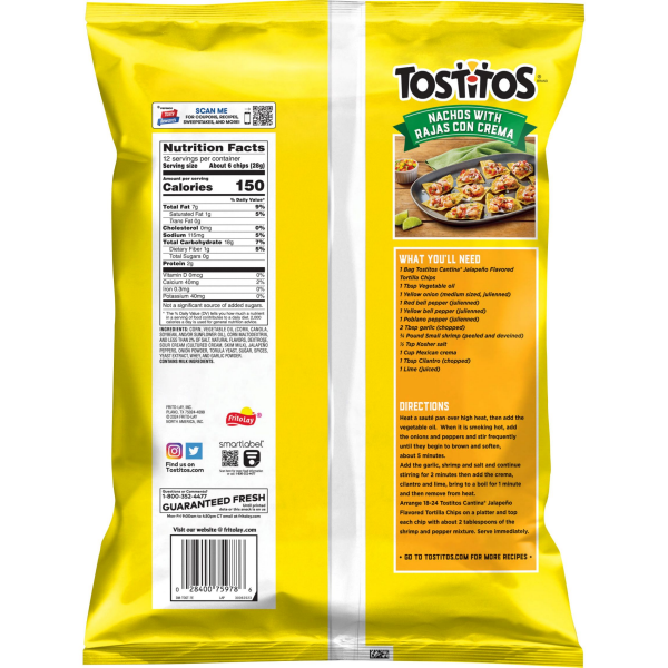 slide 2 of 13, Tostitos Cantina Tortilla Chips Traditional Yellow Corn Jalapeno Flavored 12 Oz, 12 oz