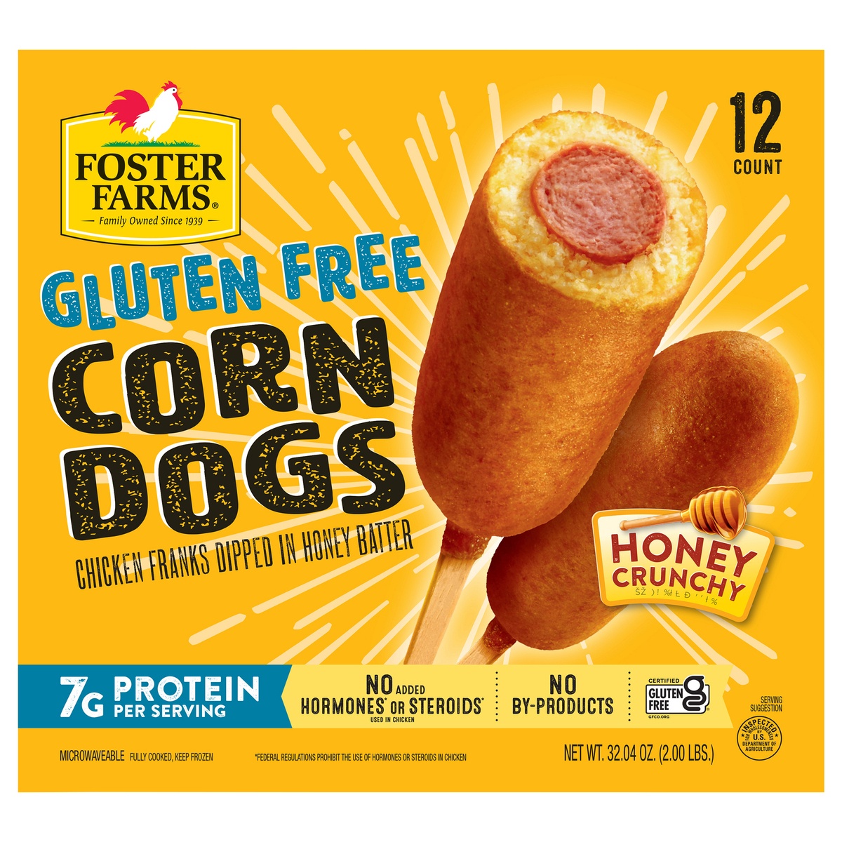 slide 1 of 1, Foster Farms Gluten Free Corn Dogs Honey Crunchy 12 ct Box, 32.04 oz