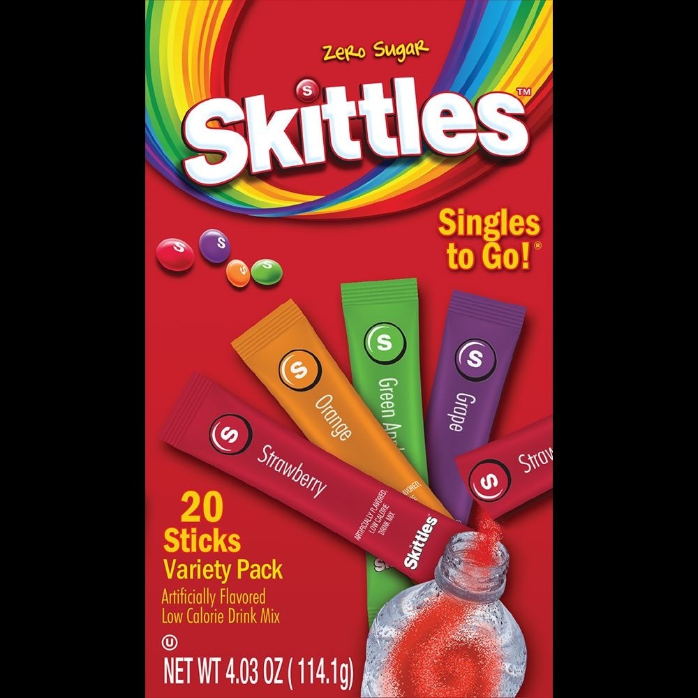 slide 1 of 1, Skittles Variety Pack Singles To Go Drink Mix, 20 ct; 0.20 oz