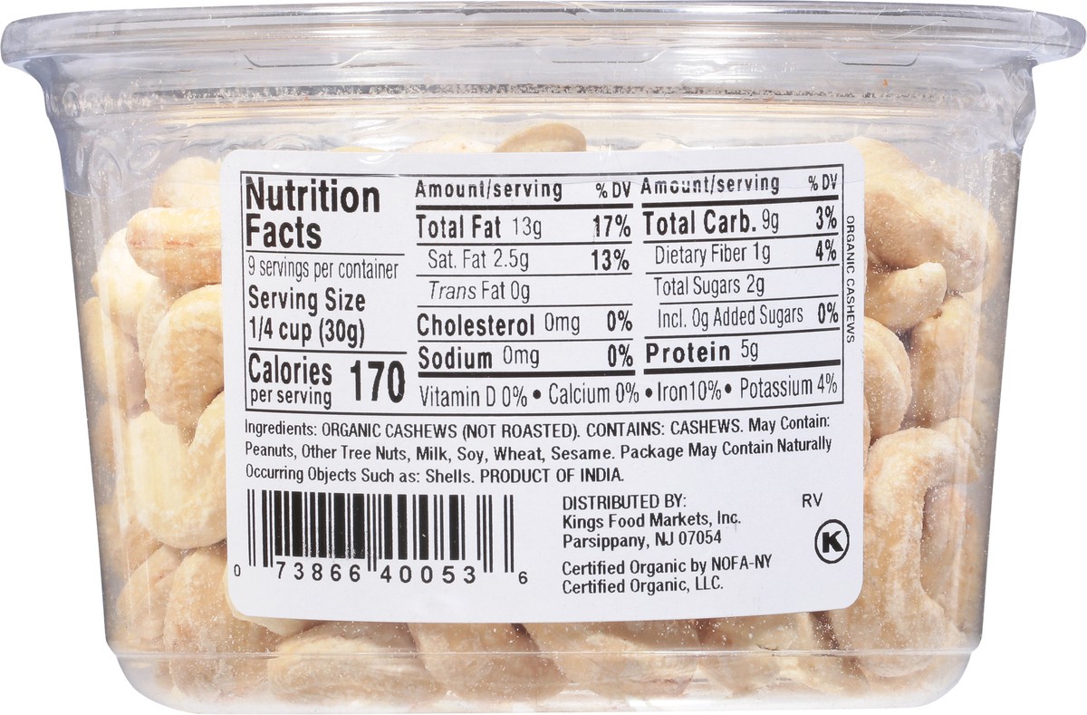 slide 3 of 13, Kn Org Cashews Raw, 9 oz