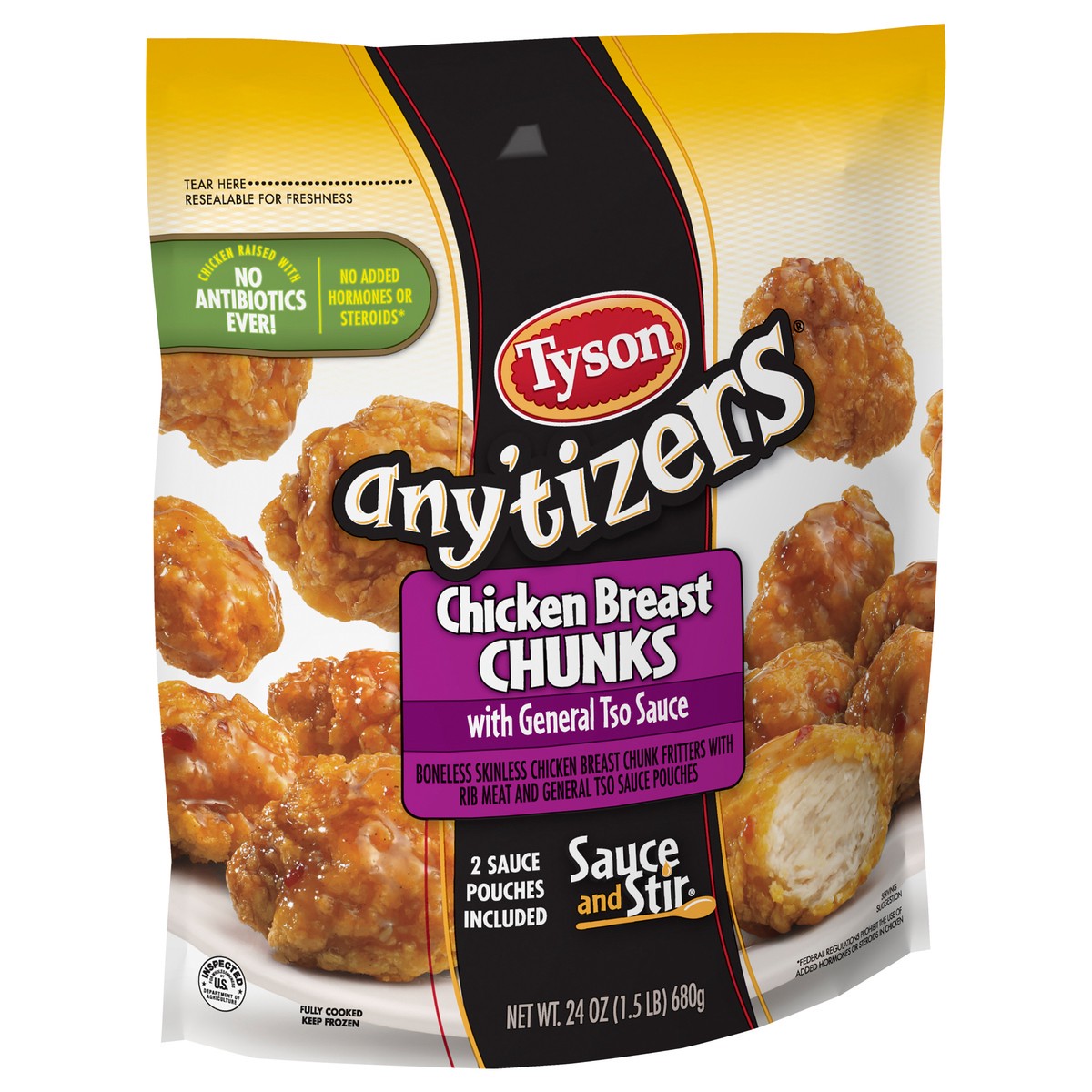 slide 2 of 11, TYSON ANYTIZERS Tyson Any'tizers Boneless Chicken Bites with General Tso Sauce, 1.5 lb. (Frozen), 26 oz