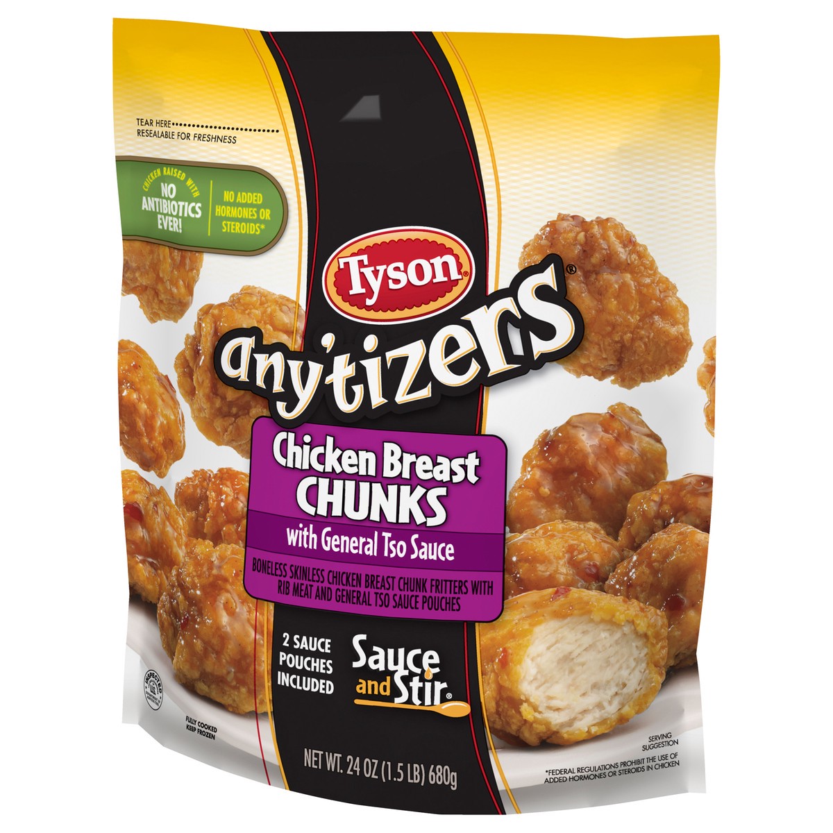 slide 3 of 11, TYSON ANYTIZERS Tyson Any'tizers Boneless Chicken Bites with General Tso Sauce, 1.5 lb. (Frozen), 26 oz