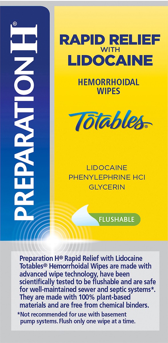 slide 4 of 12, Preparation H Rapid Relief with Lidocaine Totables Hemorrhoidal Wipes 10 ea, 10 ct