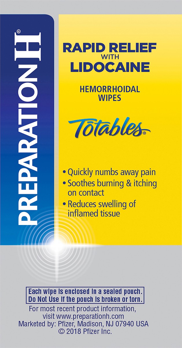 slide 11 of 12, Preparation H Rapid Relief with Lidocaine Totables Hemorrhoidal Wipes 10 ea, 10 ct