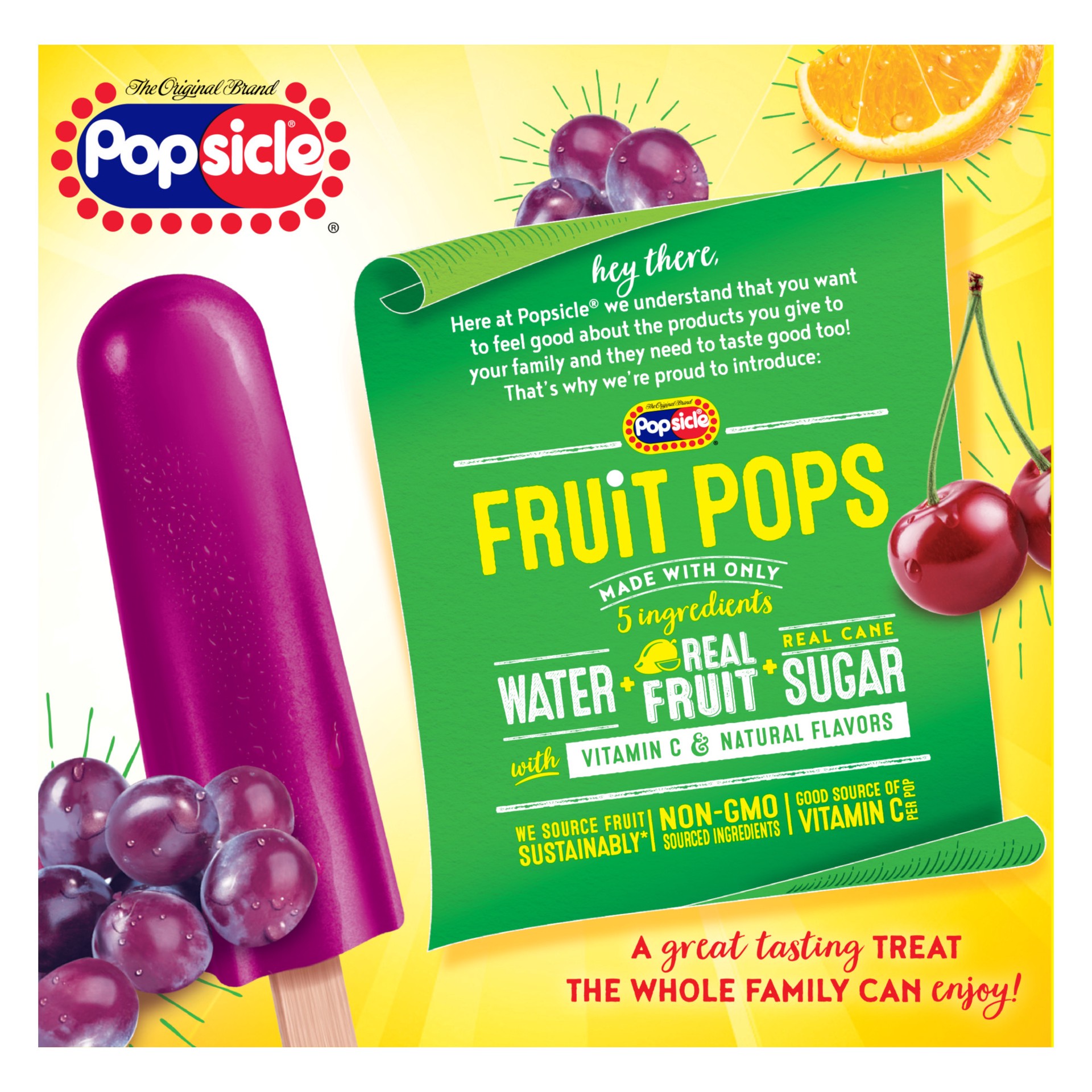 slide 4 of 4, Popsicle Fruit Pops Orange, Cherry, Grape Ice Pop Variety Pack, 12 ct, 12 ct