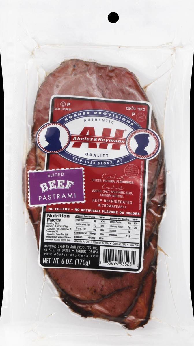 slide 3 of 4, A&H Sliced Beef Pastrami, 6 oz