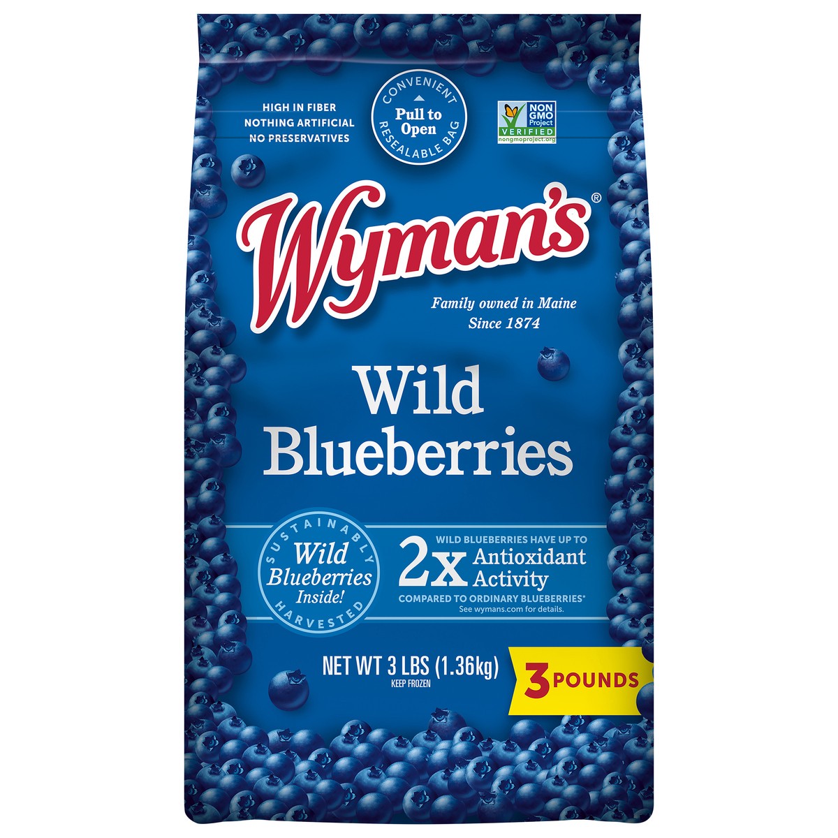 slide 1 of 1, Wyman's Wild Blueberries 3 lb, 3 lb