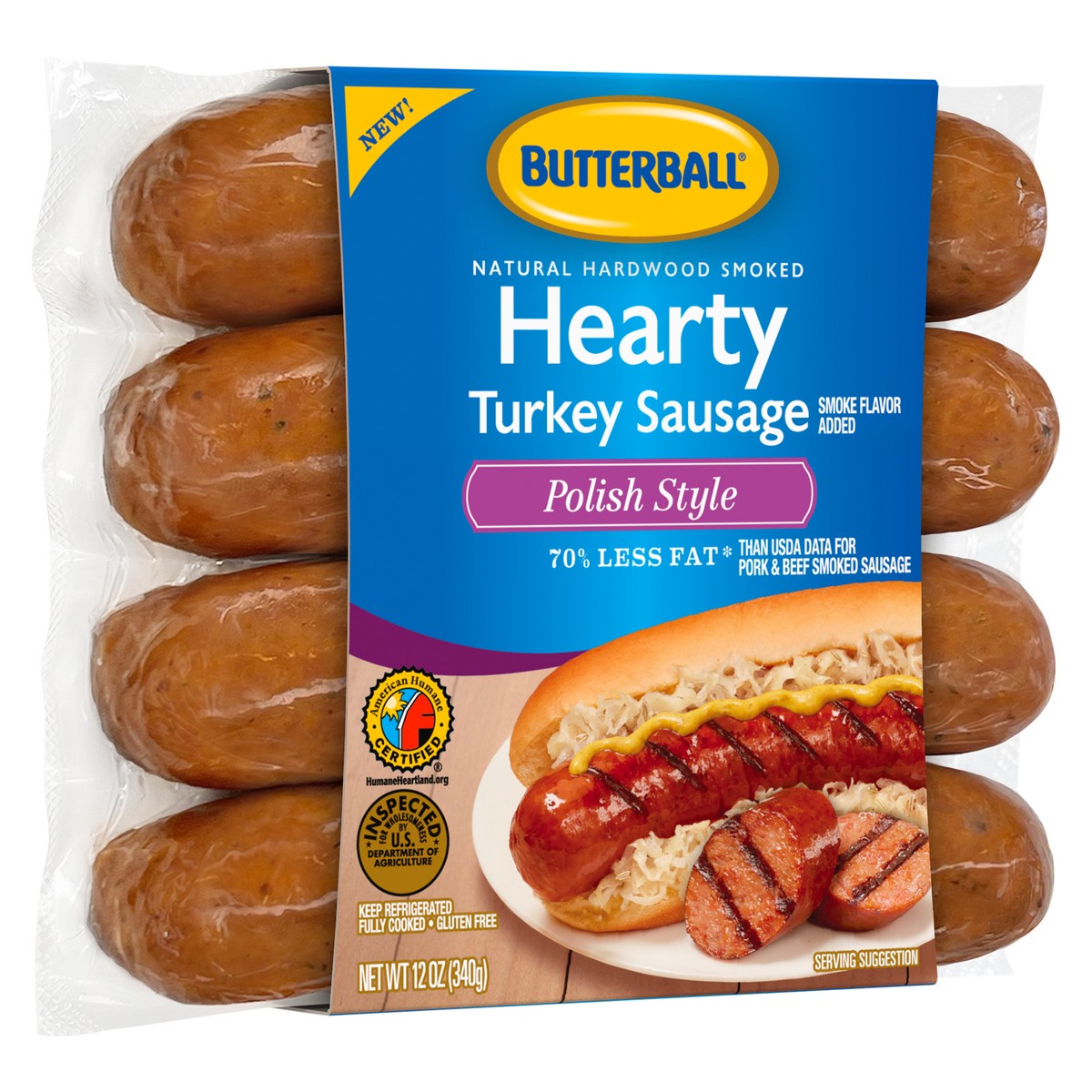 slide 7 of 11, Butterball Hearty Link Turkey Sausage, Polish Style, 12 oz