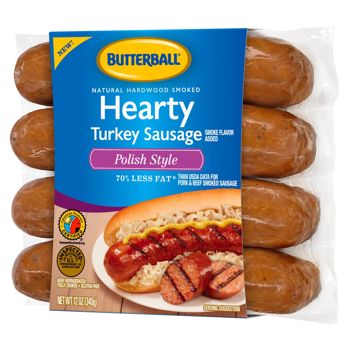 slide 10 of 11, Butterball Hearty Link Turkey Sausage, Polish Style, 12 oz