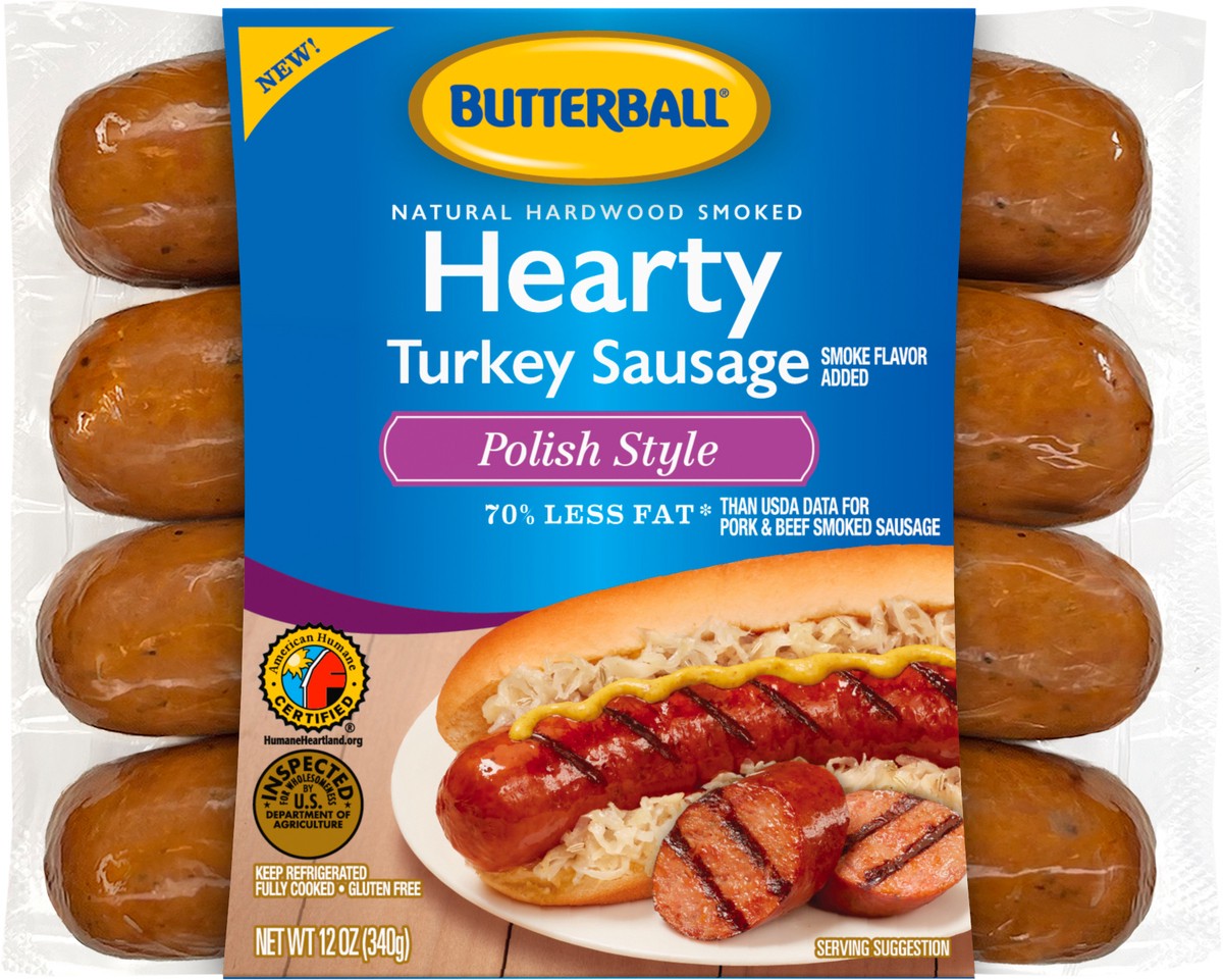 slide 6 of 11, Butterball Hearty Link Turkey Sausage, Polish Style, 12 oz