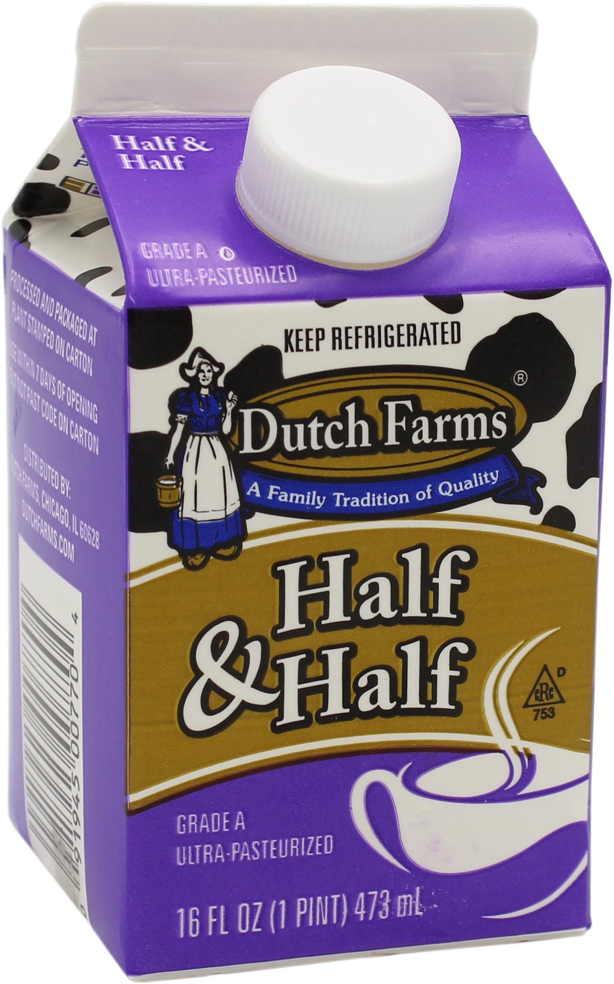 slide 1 of 1, Dutch Farms Half And Half, 16 oz