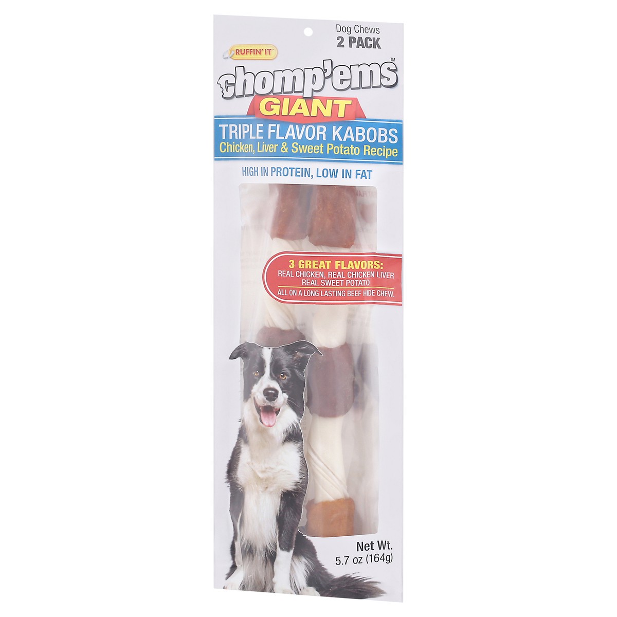 slide 3 of 11, Ruffin' It Chomp'ems Giant Triple Flavor Kabobs Dog Chews 2 ea, 2 ct