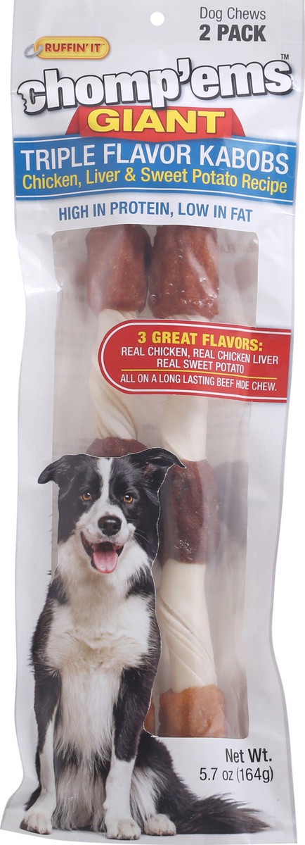 slide 5 of 11, Ruffin' It Chomp'ems Giant Triple Flavor Kabobs Dog Chews 2 ea, 2 ct