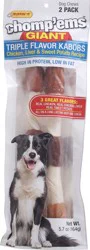 Ruffin' It Chomp'ems Giant Triple Flavor Kabobs Dog Chews - 2 ct