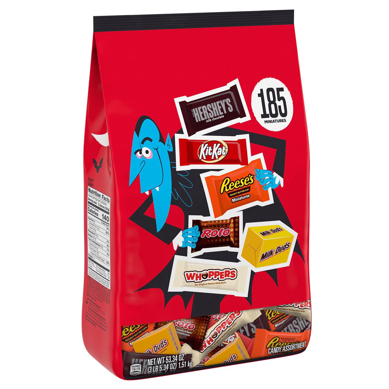 slide 1 of 1, Hershey's Hershey Miniatures Assorted Flavored\, Halloween Candy Bulk Bag\, 39.51 oz (130 Pieces), 130 ct