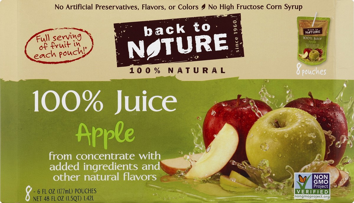 slide 3 of 6, Back to Nature 100% Apple Juice - 8 ct; 6 fl oz, 8 ct; 6 fl oz