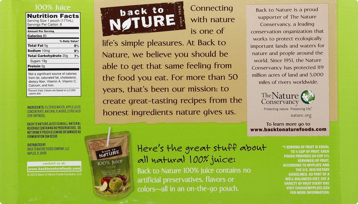 slide 6 of 6, Back to Nature 100% Apple Juice - 8 ct; 6 fl oz, 8 ct; 6 fl oz