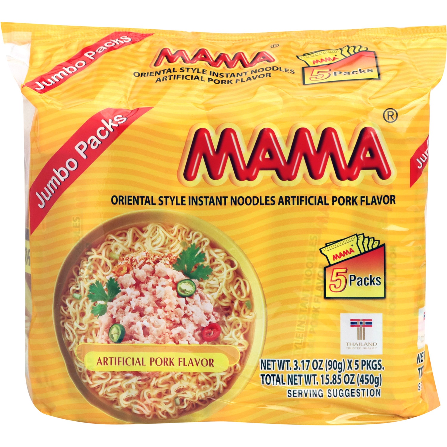 Mama Instant Noodles, Oriental Style, Pork Flavour, Jumbo Pack