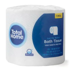 Total Home Just The Basics 1-Ply Toilet Tissue, 1 Roll, 1000 Sheets