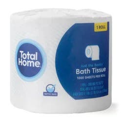 Total Home Just The Basics 1-Ply Toilet Tissue, 1 Roll, 1000 Sheets