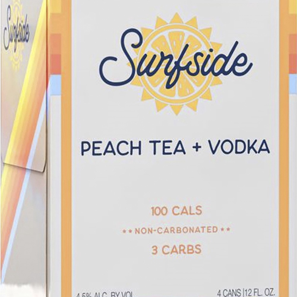 slide 1 of 1, Surfside Peach Tea + Vodka 4 - 12 fl oz Cans, 4 ct; 12 oz