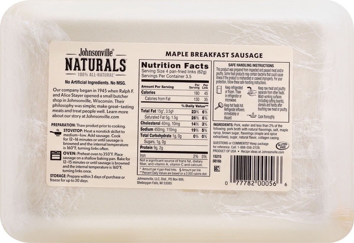 slide 8 of 9, Johnsonville Naturals Maple Breakfast Sausage 10 oz, 10 oz