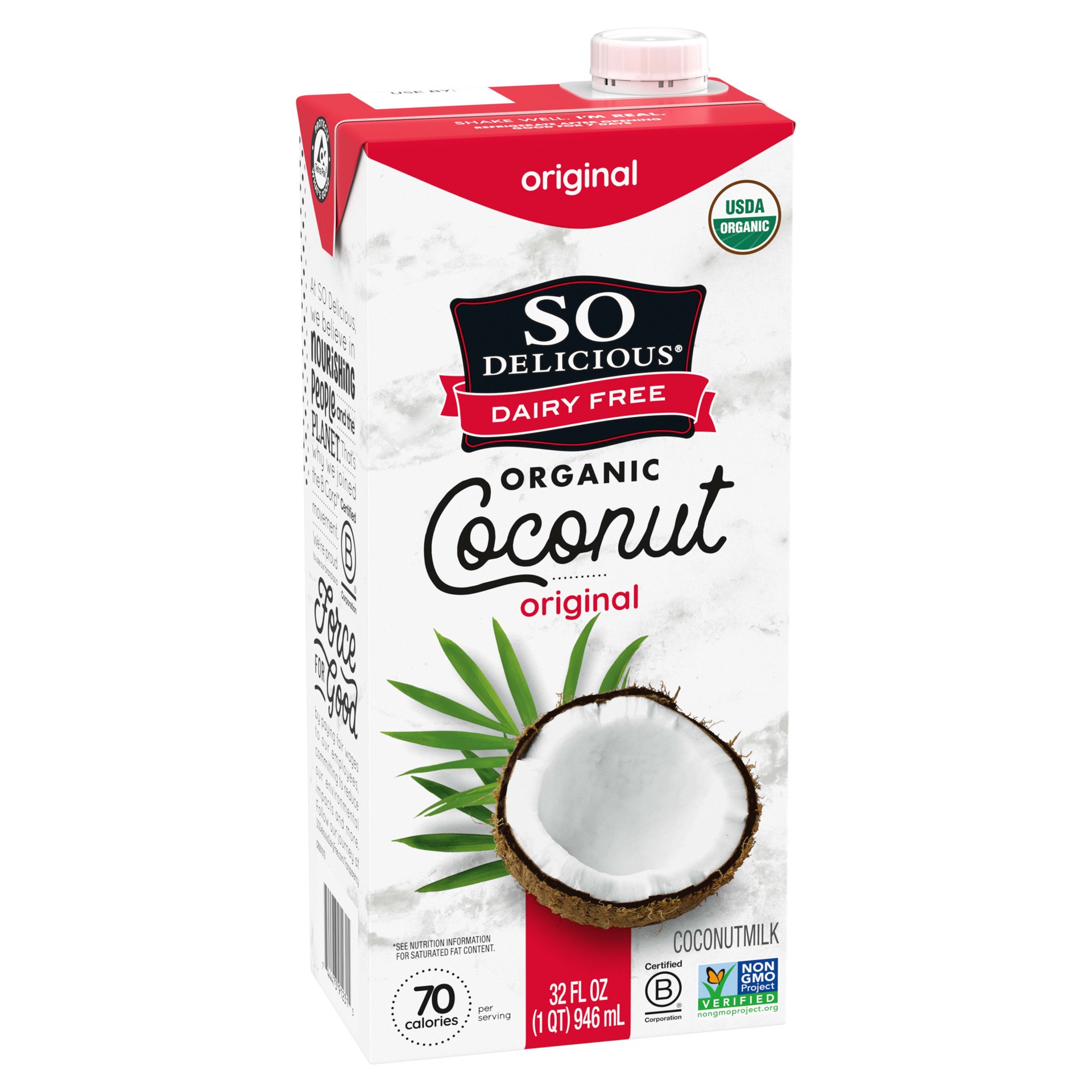 slide 2 of 5, So Delicious Dairy Free Shelf-Stable Coconut Milk, Original, Vegan, Non-GMO Project Verified, 1 Quart, 32 fl oz