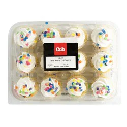 Cub Bakery Mini White Cupcakes - 12 ct