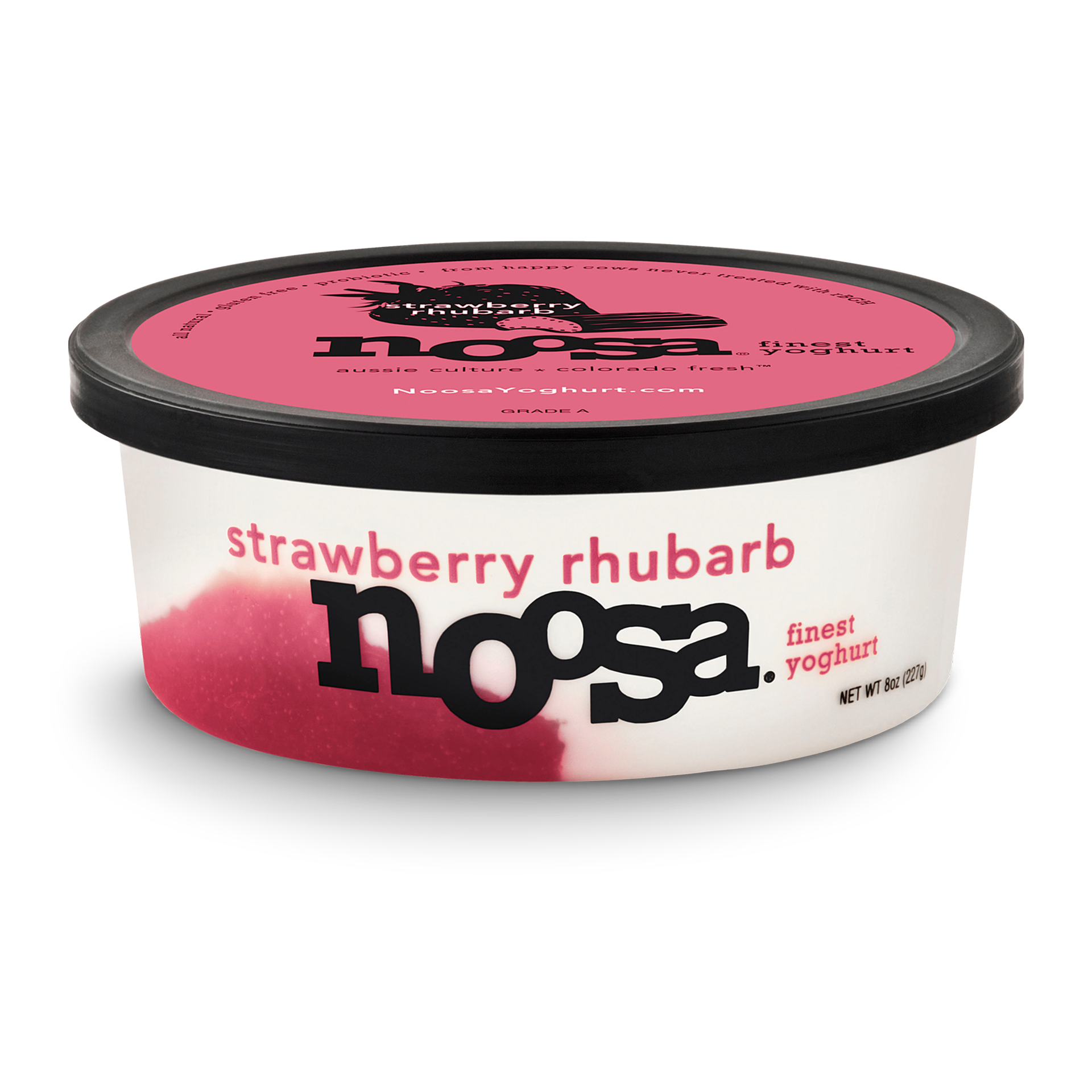 slide 1 of 2, noosa Yoghurt, Strawberry Rhubarb, 8 oz, Whole Milk Yogurt, Grade-A Pasteurized, Gluten Free, Probiotic, Made With the Finest Quality Ingredients, 8 oz