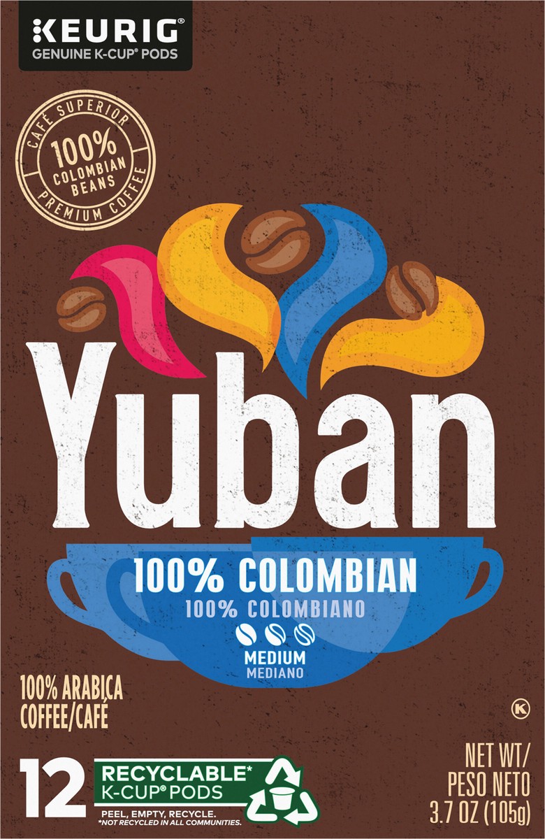 slide 9 of 12, Yuban 100% Colombian Medium Roast K-Cup Coffee Pods- 12 ct, 12 ct