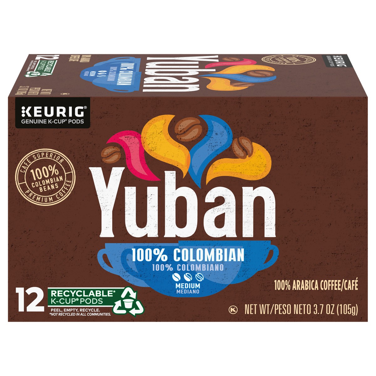 slide 10 of 12, Yuban 100% Colombian Medium Roast K-Cup Coffee Pods- 12 ct, 12 ct