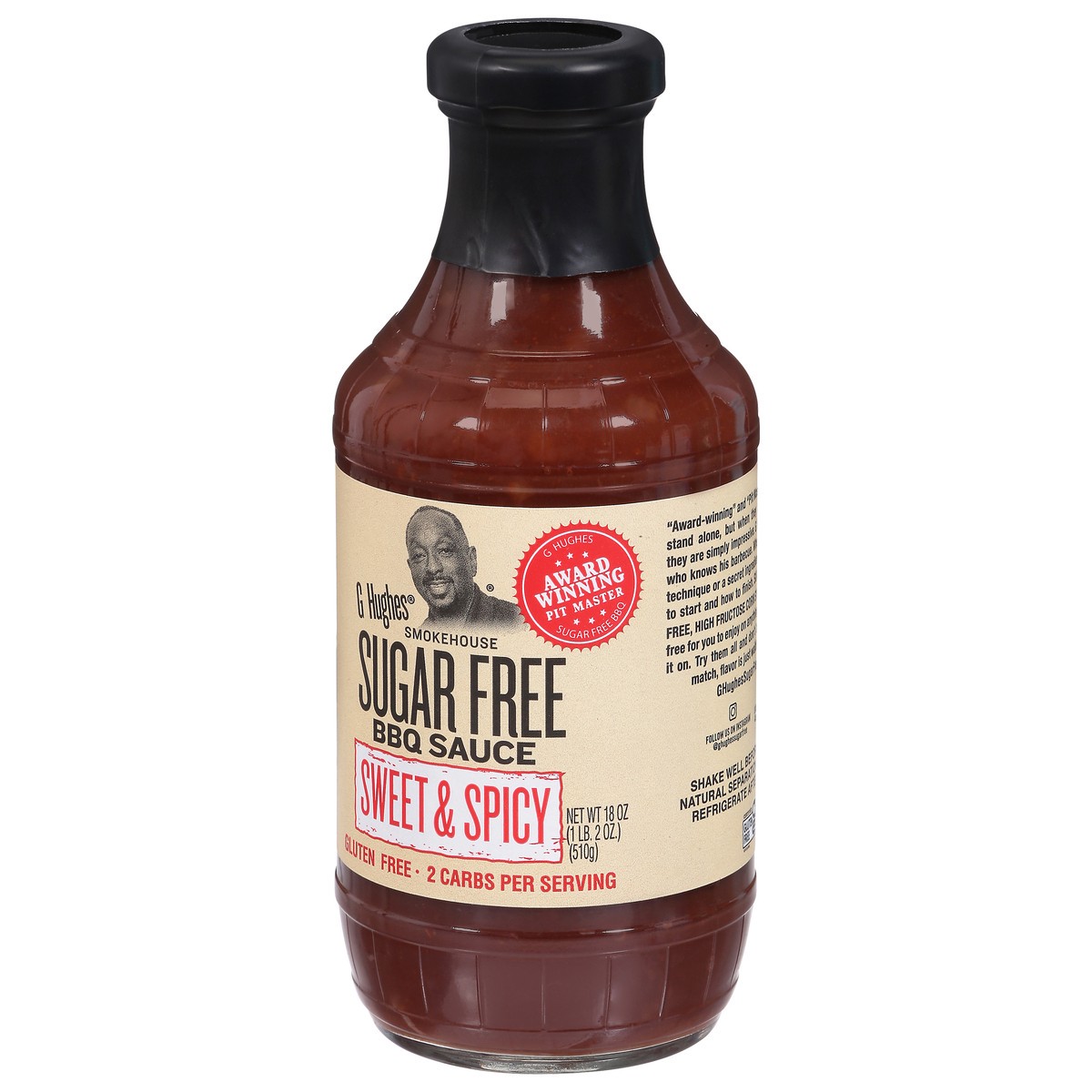 slide 1 of 14, G Hughes Sugar Free Sweet & Spicy BBQ Sauce 18 oz, 18 oz