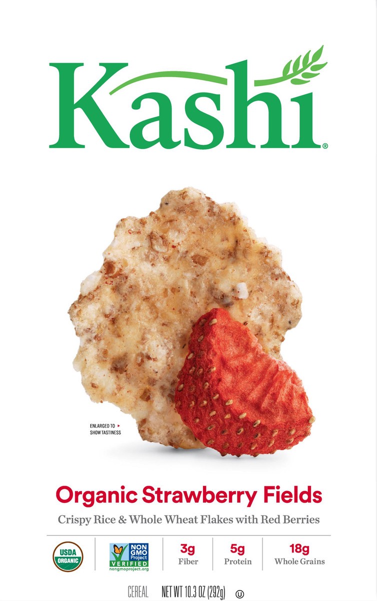 slide 7 of 7, Kashi Breakfast Cereal, Vegan Protein, Organic Cereal, Strawberry Fields, 10.3oz Box, 1 Box, 10.3 oz