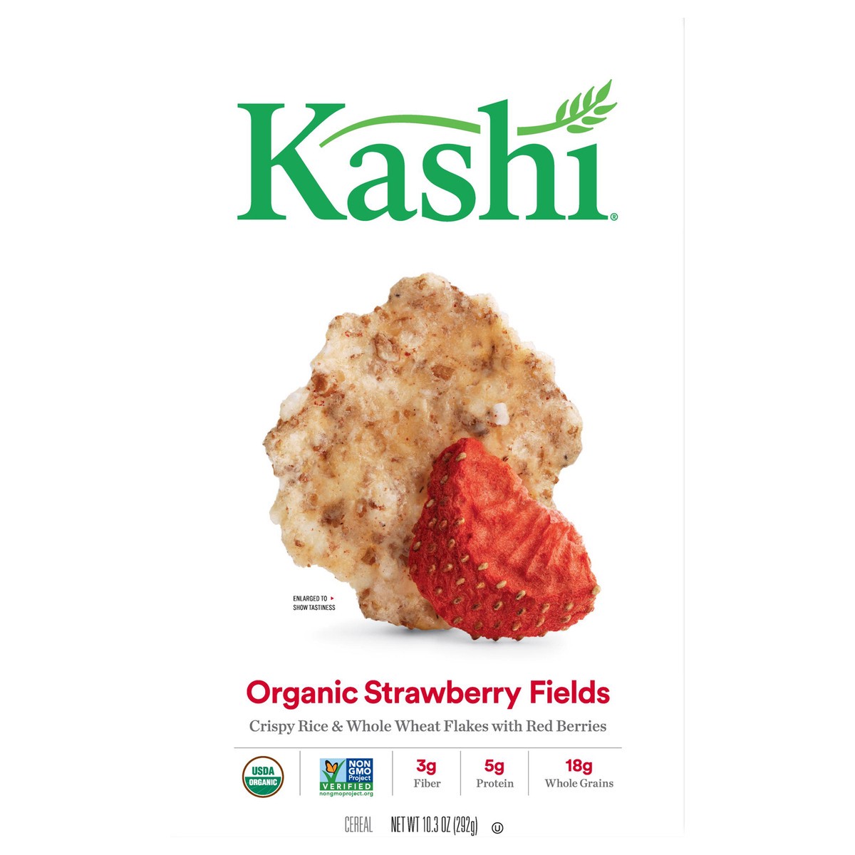 slide 1 of 7, Kashi Breakfast Cereal, Vegan Protein, Organic Cereal, Strawberry Fields, 10.3oz Box, 1 Box, 10.3 oz