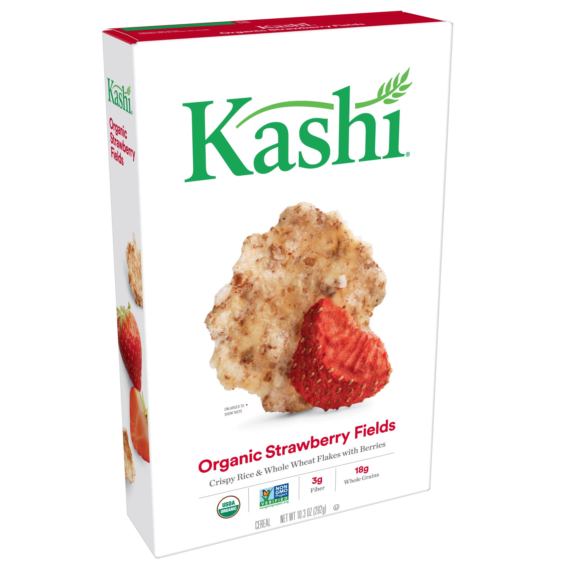 slide 1 of 7, Kashi Breakfast Cereal, Vegan Protein, Organic Cereal, Strawberry Fields, 10.3oz Box (1 Box), 10.3 oz