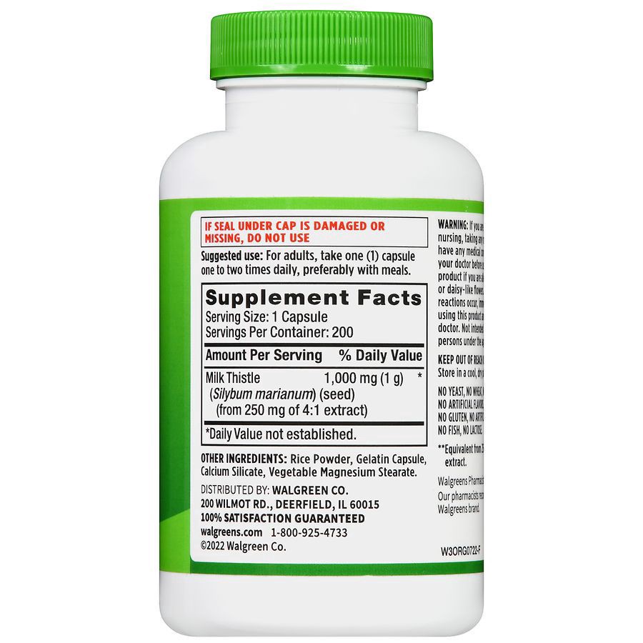 slide 4 of 5, Walgreens Milk Thistle Dietary Supplement, 200 ct