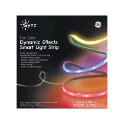 GE Household Lighting GE CYNC Dynamic Effects Smart LED Full Color Light Strip + Power Supply 16' Indoor: Multicolor Novelty Wall Lights