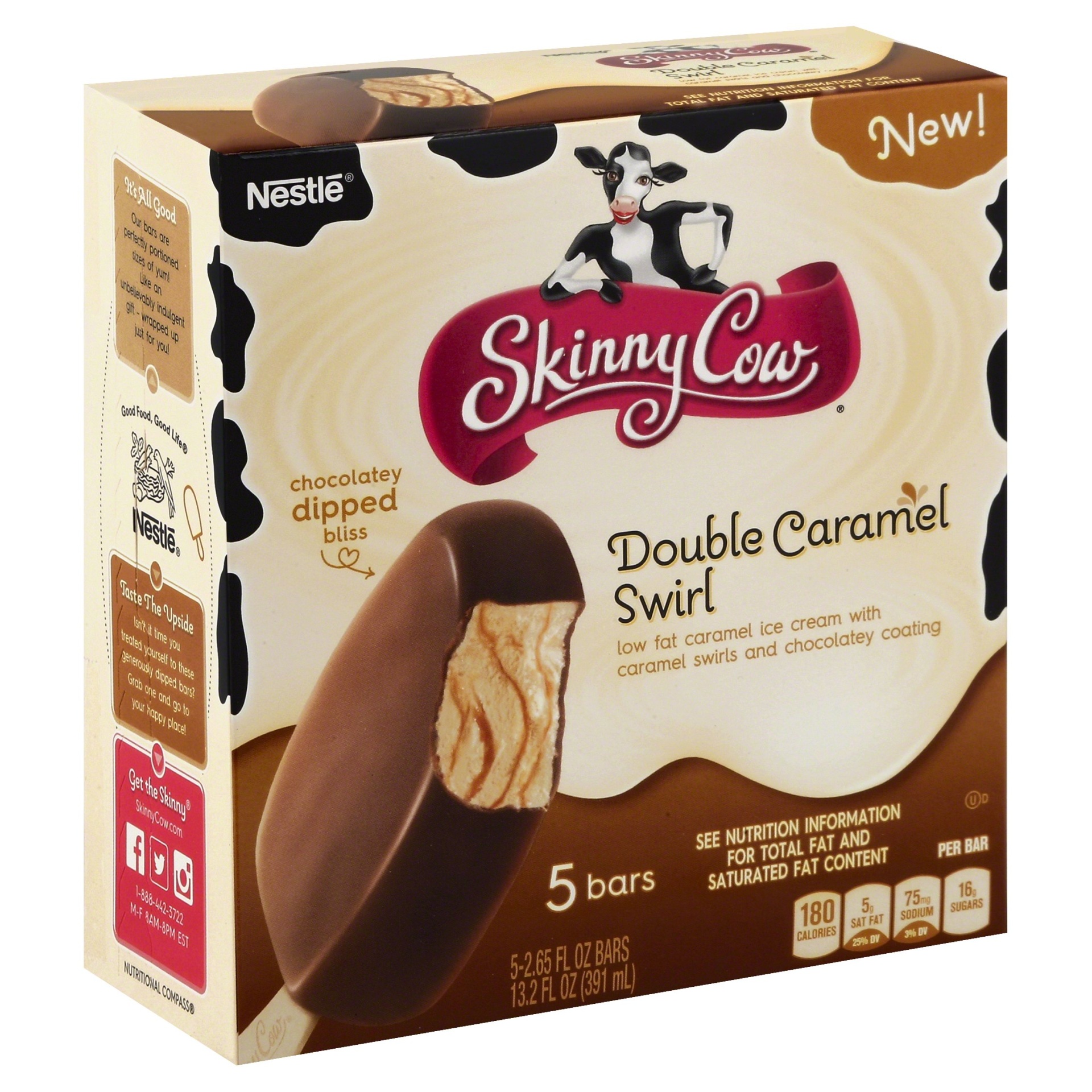 slide 1 of 1, Skinny Cow Double Caramel Swirl Ice Cream, 5 ct