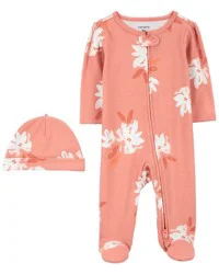 Carter's Baby 2-Piece Floral Sleep & Play & Cap Set Pink NB