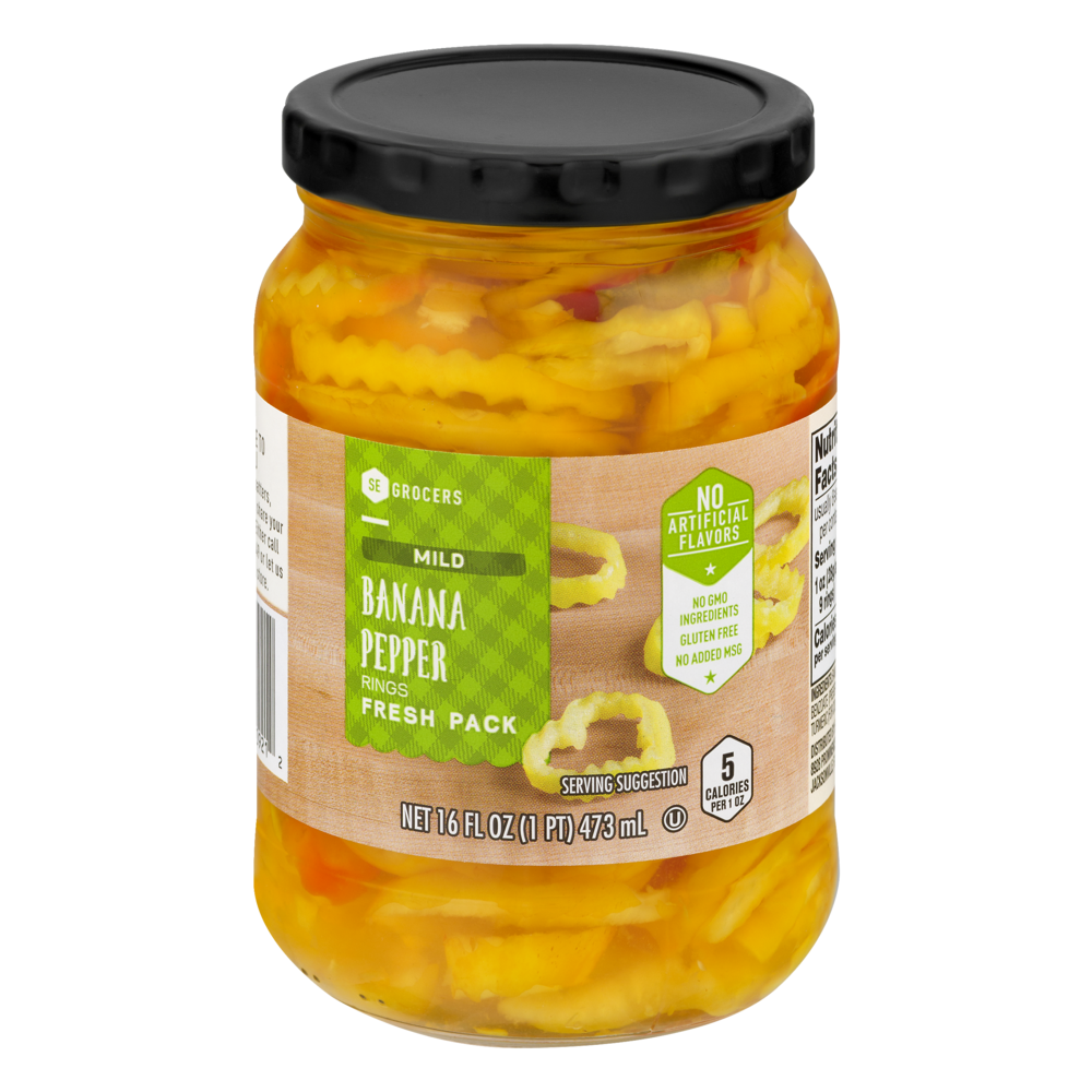 slide 1 of 1, SE Grocers Banana Pepper Rings Fresh Pack Mild, 16 oz