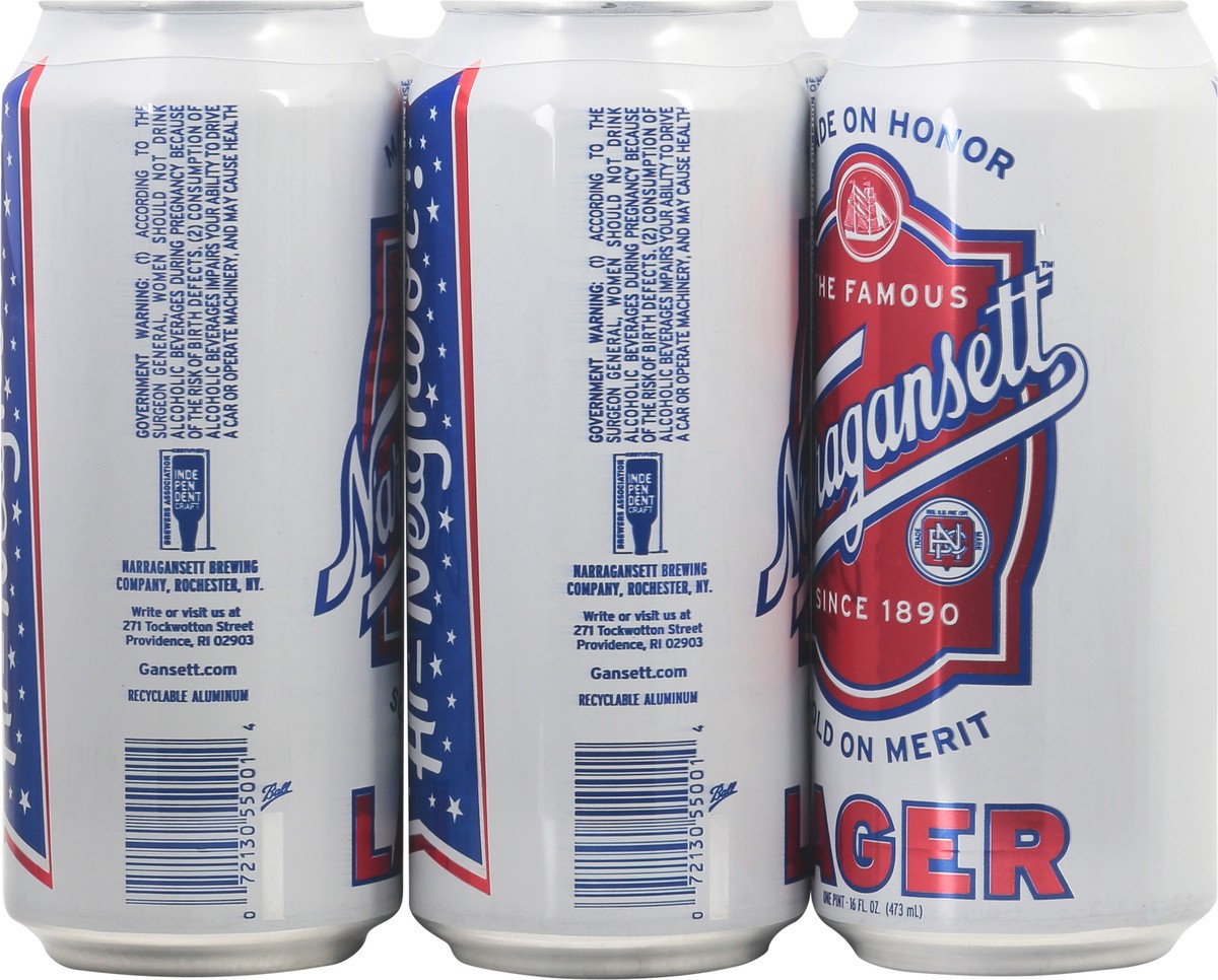 slide 3 of 11, Narragansett Lager Beer 6 - 1 pt Cans, 6 ct; 16 fl oz