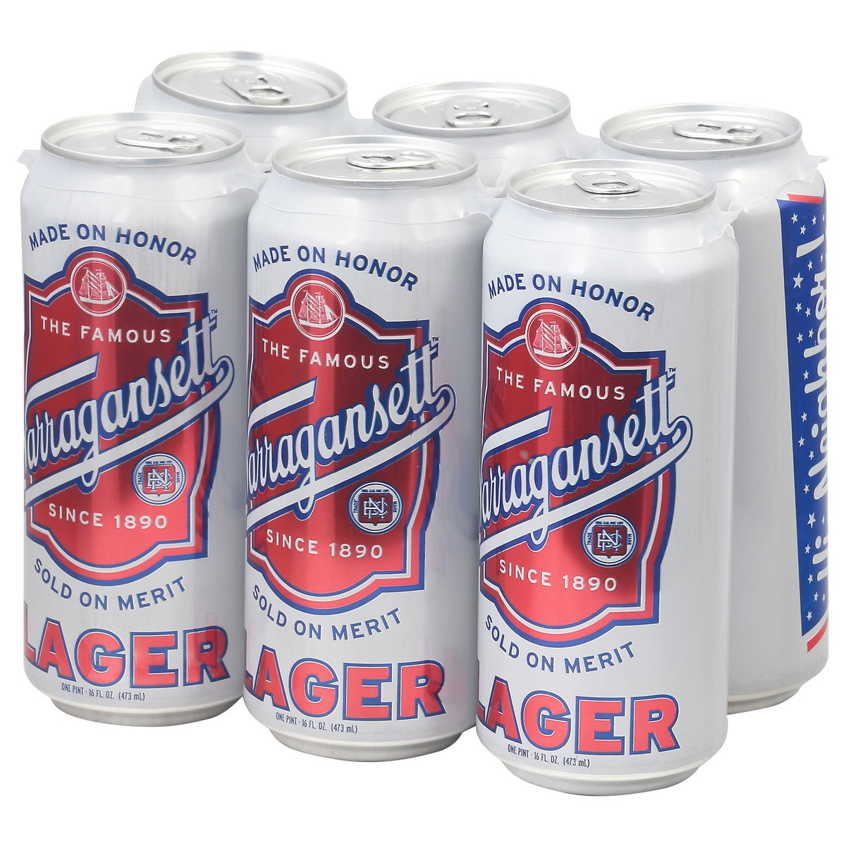 slide 7 of 11, Narragansett Lager Beer 6 - 1 pt Cans, 6 ct; 16 fl oz