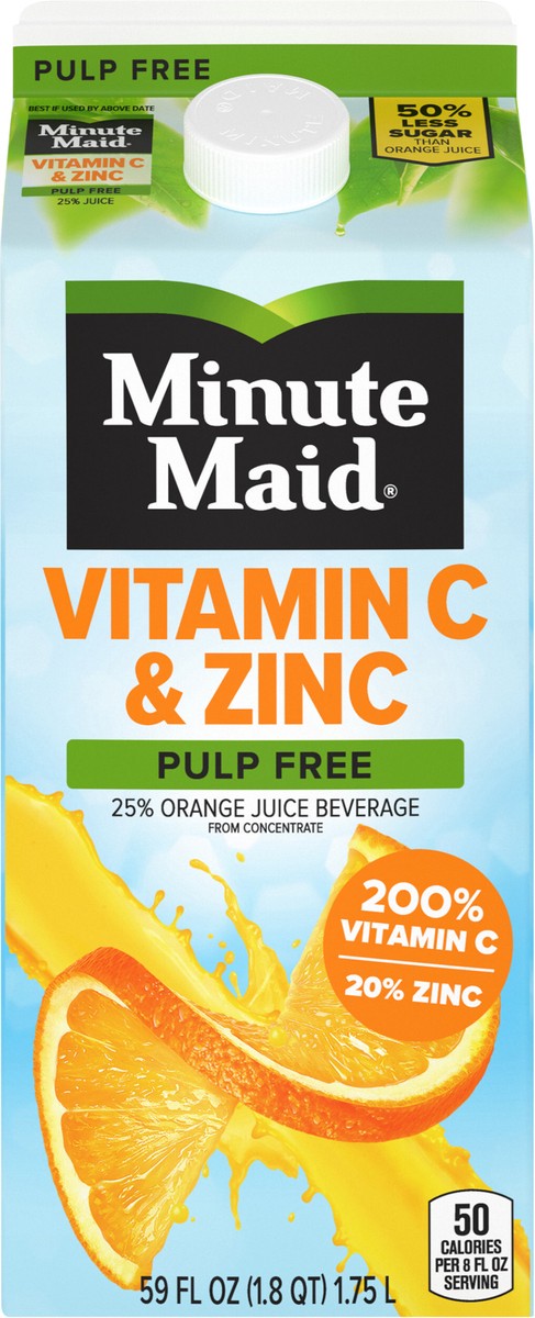 slide 4 of 7, Minute Maid Vitamin C & Zinc Orange Pulp Free (NC) Carton, 59 fl oz, 59 fl oz