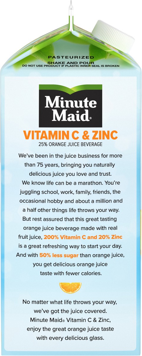 slide 5 of 7, Minute Maid Vitamin C & Zinc Orange Pulp Free (NC) Carton, 59 fl oz, 59 fl oz