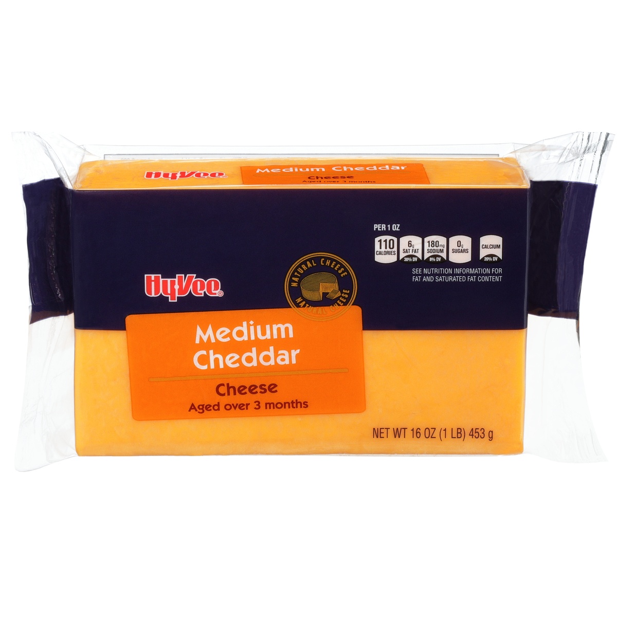 slide 1 of 1, Hy-vee Medium Cheddar Cheese, 16 oz