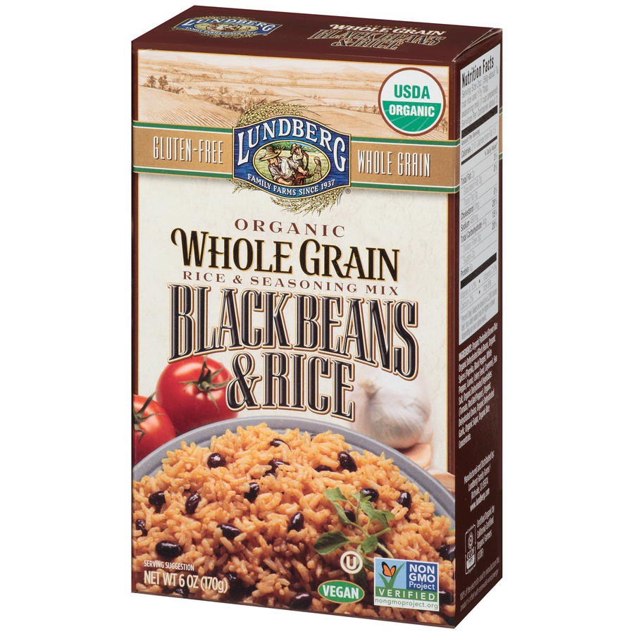 slide 3 of 8, Lundberg Organic Whole Grain Black Beans & Rice, 6 oz