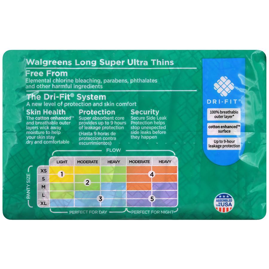 slide 3 of 5, Walgreens Ultra Thin Long Super Flexi-Wings Pads, 42 ct