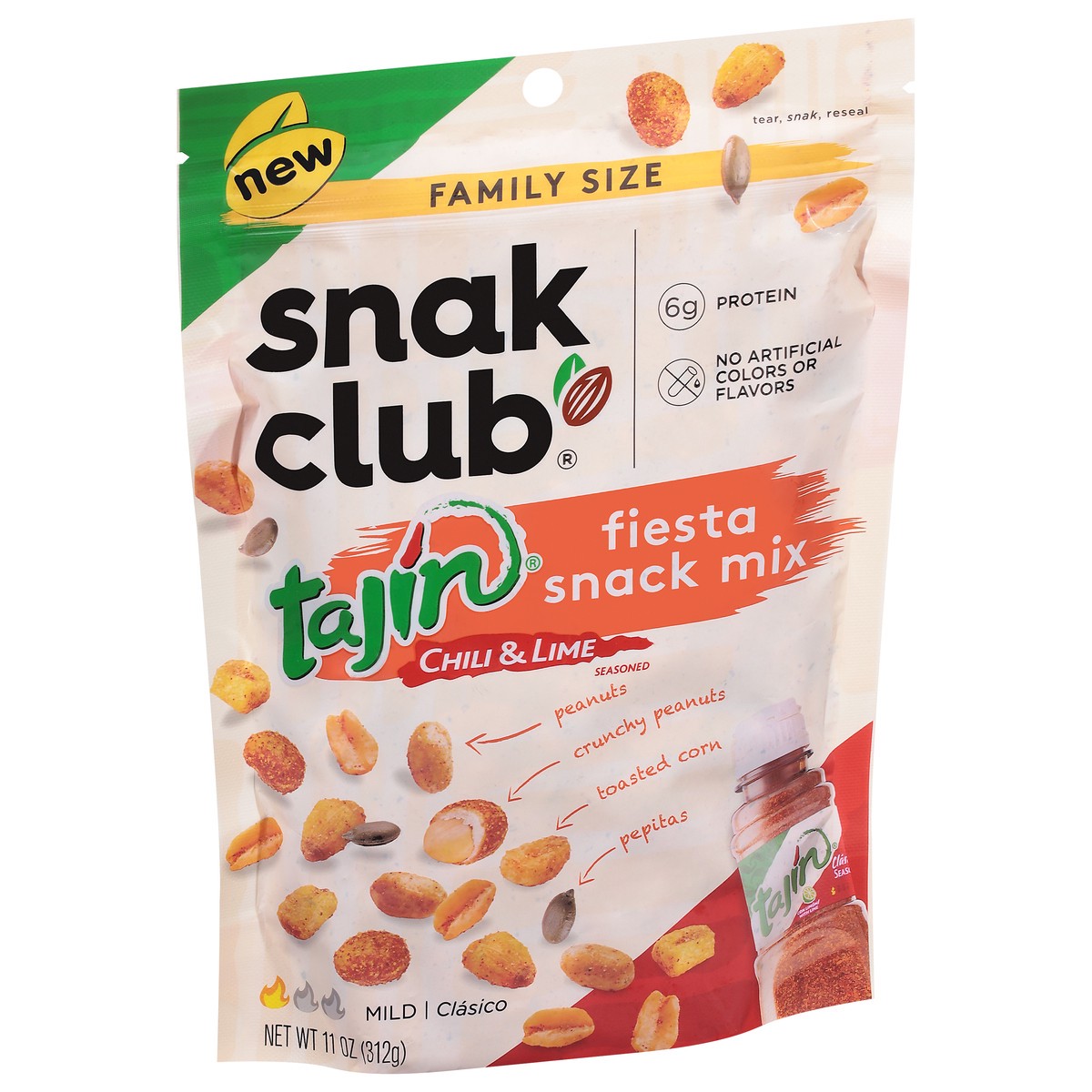 slide 2 of 14, Snak Club Family Size Tajin Fiesta Snack Mix, 11 oz