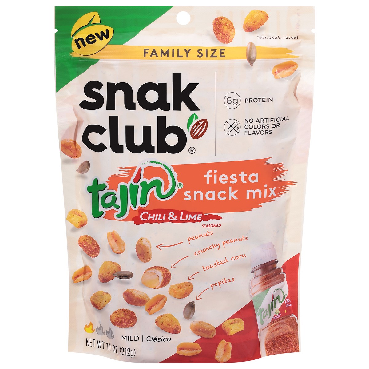slide 1 of 14, Snak Club Family Size Tajin Fiesta Snack Mix, 11 oz