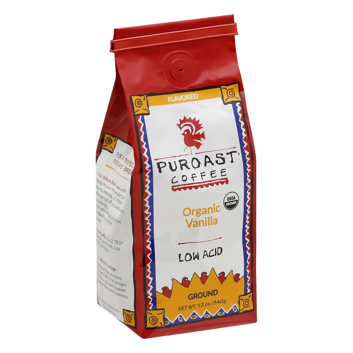 slide 2 of 9, Puroast Organic Low Acid Ground Vanilla Coffee 12 oz, 12 oz